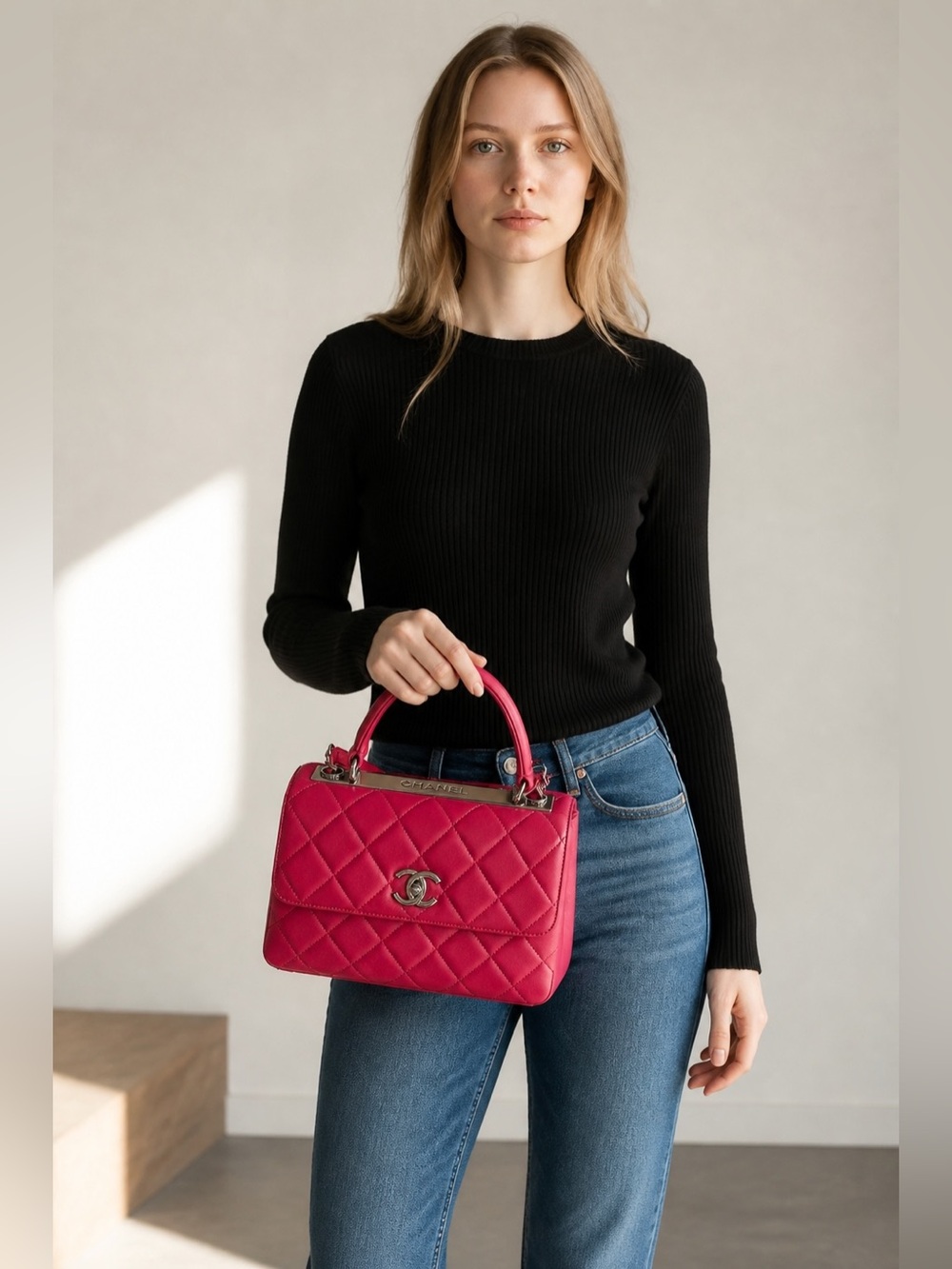 Chanel small CC top handle flap bag